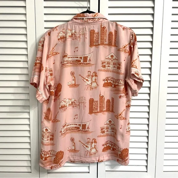 KATIE KIME Pink PJ Set Button Top & Shorts Nashville Johnny Cash & June Sz L - Picture 4 of 15